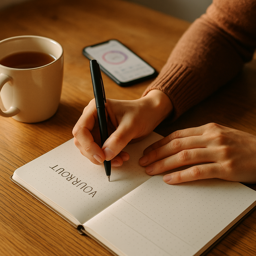 Tracking a menstrual cycle journal alongside cycle syncing workouts for beginners
